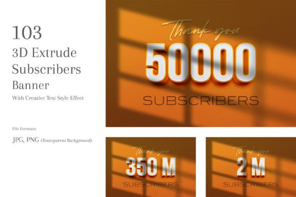 Download 3D Extrude Subscribers Banners Set 125 - Premium Resources
