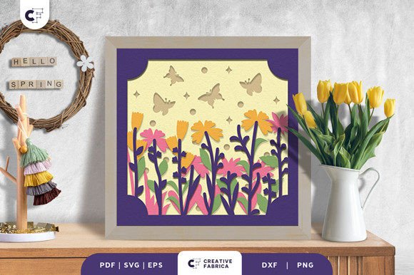 Download Spring Field Meadow 3D Shadow Box SVG - Spring Collection